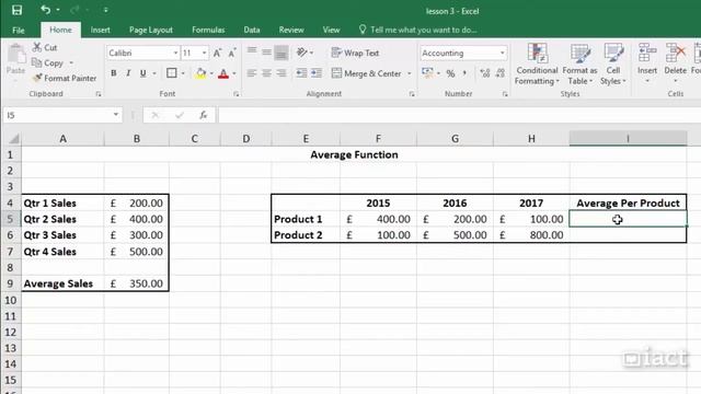 The Average Function - Excel 2016 Formula and Functions