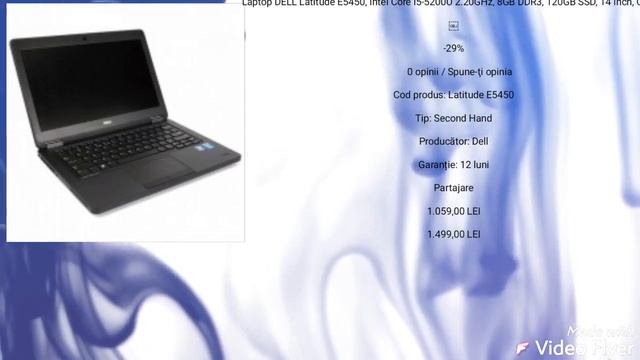 Laptop DELL Latitude E5450, Intel Core i5-5200U 2.20GHz, 8GB DDR3, 120GB SSD, 14 Inch, Grad B ￼ - смотреть онлайн