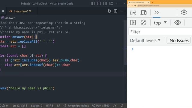 JavaScript - Find First Non-Repeating Letter in String