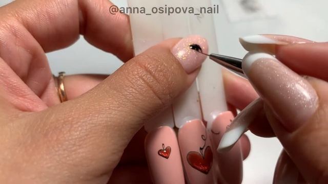 Сердечки на ногтях гель-лаком кошачий глаз/ дизайн ногтей к 14 февраля❤️