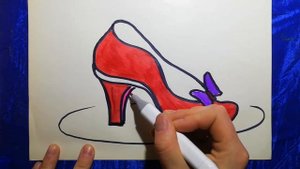 Как нарисовать Туфельку для Золушки маркерами. How to draw a shoe for Cinderella with markers.