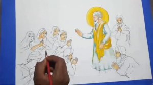 #kumarchandanartgallery ।।guru teg Bahadur Sketch and colours aise kare