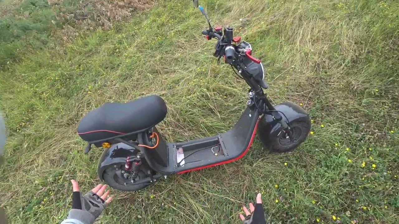 Полноприводный самокат на лесной дороге Citycoco White Siberia смотреть онлайн