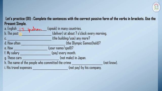 Lesson 10 : PASSIVE VS ACTIVE VOICE . For first year students (L1) смотреть онлайн