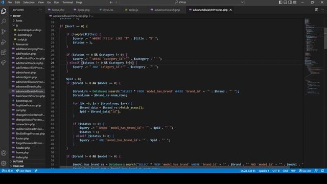 20) Program the advanced product searching process including pagination