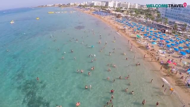 Пляж Sunrise Протарас Кипр с высоты Лучшие пляжи Кипра   Sunrise beach Protaras Cyprus