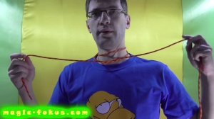 фокус верёвка проходит через шею