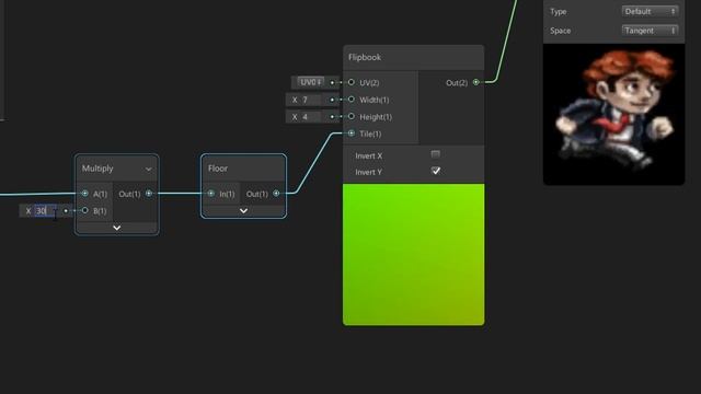 Shader Graph Flipbook node sprite animation - usinty shader graph tutorial 3
