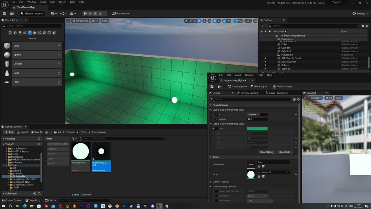 UE 5 Emissive Material VS Point Light