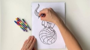 Рисуем слона шаг за шагом. Как нарисовать циркового слона. Слон на шаре поэтапно. Урок рисования.