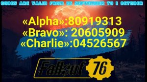 Fallout 76 nuclear codes 25 - 1 october .Fallout 76 коды запуска ракет с 25 по 1октября.