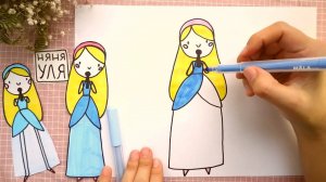 Как нарисовать поющую ПРИНЦЕССУ | Как нарисовать певицу | Няня Уля Рисование для детей 2+