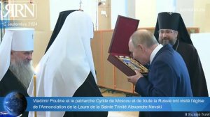 Vladimir Poutine et le patriarche Cyrille de Moscou et de toute la Russie a l'église de la St Trinit