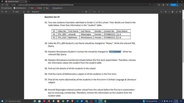DBMS | Question Set 19 |WITH SUB QUERY | Java Institute | Sheshan Danuksha смотреть онлайн