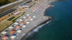 Сочи. Пляж санатория Дагомыс с воздуха 2017г. Один из лучших пляжей!