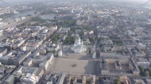 D-Log. Helsinki, Finland. City center aerial view. Helsinki Cathedral. Senate square, Aerial View,