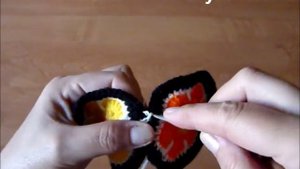 Соединение шестиугольных мотивов крючком. Полустолбики