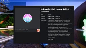 *NEW HONOR ROLL BADGE* | Roblox Royale High