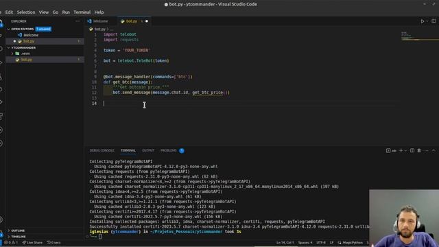 CRIANDO BOT PARA O TELEGRAM | BOT TRÁS VALOR DO BTC NO TELEGRAM | TELEGRAM BOT COM PYTHON смотреть онлайн