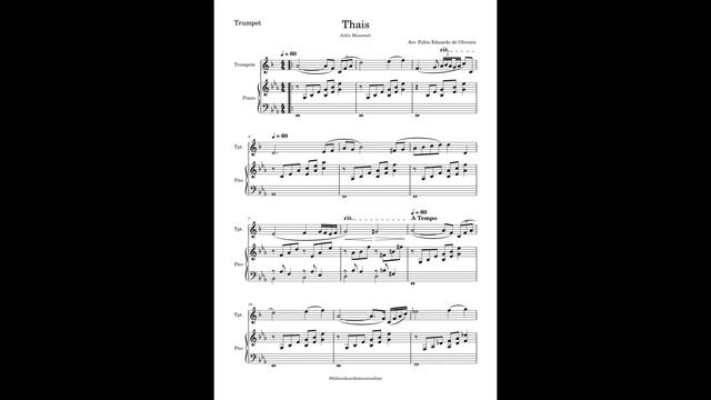 Trumpet - Thais - Meditation - PDF Sheet Music and Playback смотреть онлайн