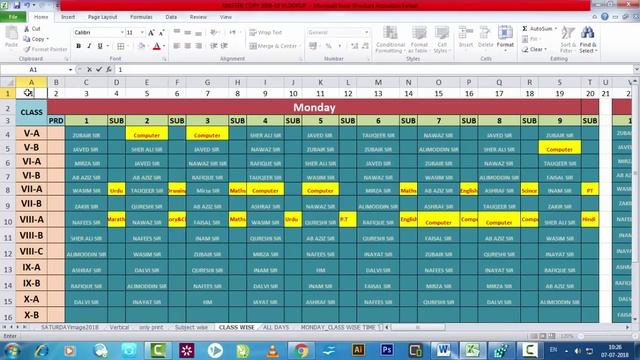 SUBJECT AND TEACHER'S WISE SCHOOL TIME TABLE смотреть онлайн