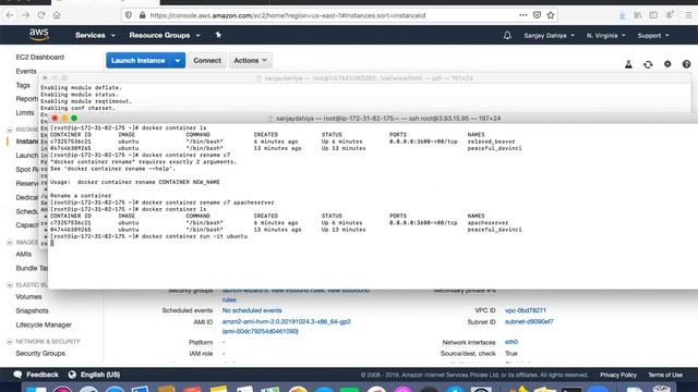Docker Lecture- 3 | डॉकर कंटेनर port, rename, copy, kill, wait, pause, unpause, prune, export