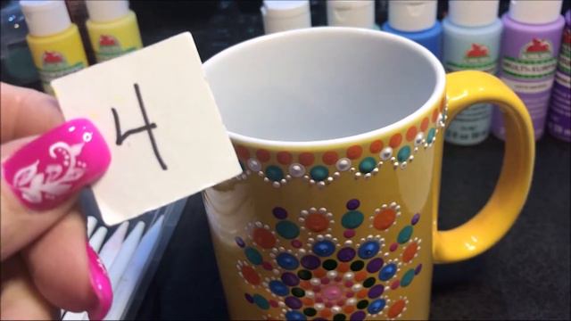 How to paint a dot mandala on coffee mug step by step - 154