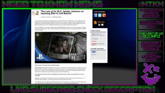 NEED TO KNOW NEWS | ALIEN: ISOLATION GAMEPLAY, THE LAST OF US DLC, MINECRAFT PS3 PATCH [#NTKN] HD смотреть онлайн