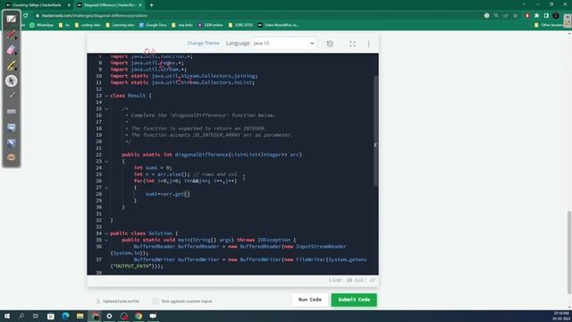 Diagonal Difference | HackerRank | DSA in JAVA