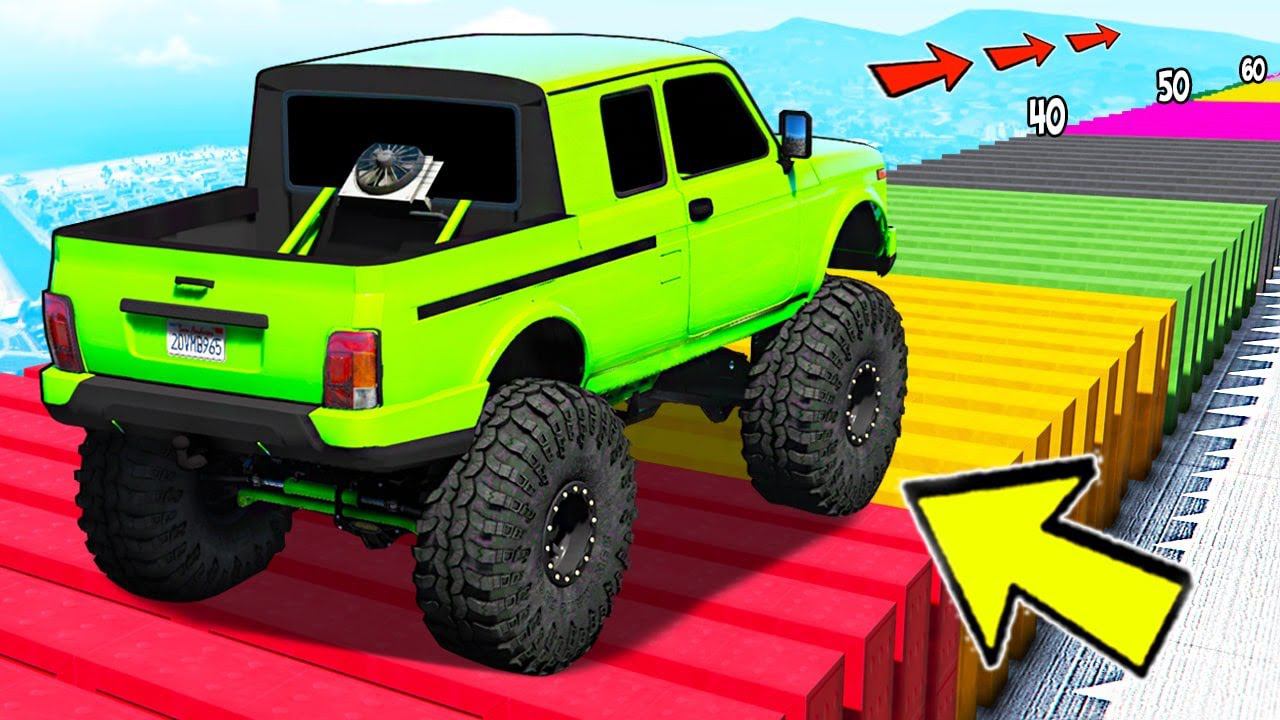 КАК ДАЛЕКО ПО КОЧКАМ ПРОЕДЕТ ОГРОМНЫЙ РУССКИЙ БИГФУТ В ГТА 5! РУССКИЕ ДОРОГИ В GTA ONLINE! смотреть онлайн