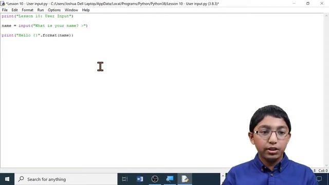 Python - Lesson 10 - User Input