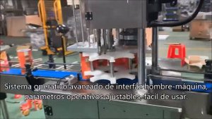 Máquina automática de sellado y rebordeado de latas de papel de doble cabezal