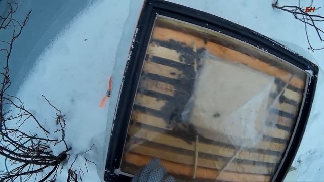 пчеловодство. зимовка отводка на 145-й рамке. зимовка под снегом