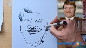 Как рисовать шарж / скетч / портрет маркером по фото