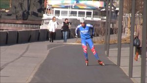 Коньковый ход на роликах  с палками