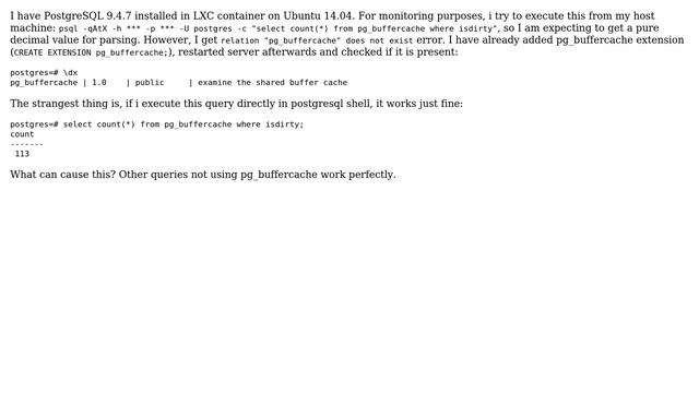 Databases: Querying Pg_buffercache: Relation 