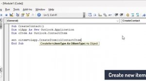 How to Create Contact in Outlook Using Excel VBA