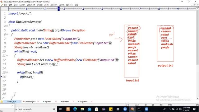 Java File Handling | Duplicate Data Removal From File