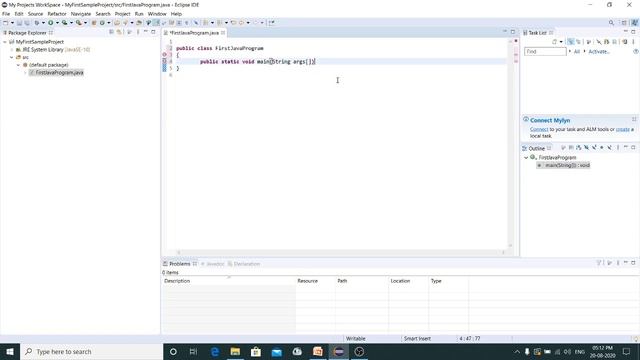 How to Create a Project in Eclipse and write your First Java Program