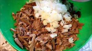 САЛАТ ИЗ ГОВЯЖЬЕГО СЕРДЦА, САЛАТ ИЗ СЕРДЦА, РЕЦЕПТ САЛАТА ИЗ СЕРДЦА С МОРКОВЬЮ КОРЕЙСКОЙ