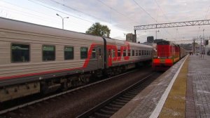 Отправление ЧС7-198 с поездом№092Й Москва-Северобайкальск с Ярославского вокзала Москвы 30.10.2018