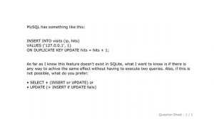 MySQL : SQLite INSERT - ON DUPLICATE KEY UPDATE (UPSERT)