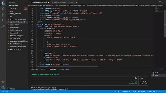 Alpine JS 08 - Confirm Button with TailwindCSS смотреть онлайн