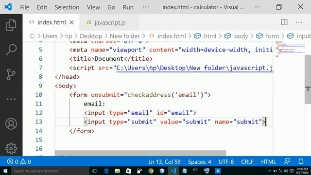Core JavaScript Tutorial-32 || Event: OnSubmit  and  Reading field values  in JavaScript(Hindi) ||