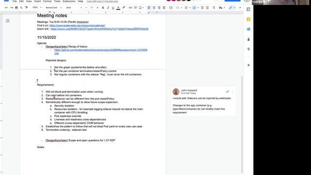 SIG Node Sidecar WG 2022-11-15 смотреть онлайн
