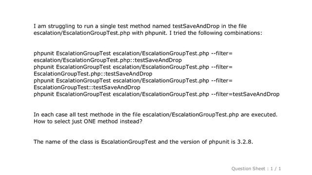PHP : How to run single test method with phpunit?