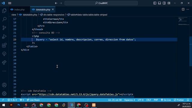 crear un Crud con Datatable js - PHP - MySql - | Parte 1