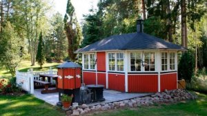 Закрытые беседки с мангалом барбекю и печкой