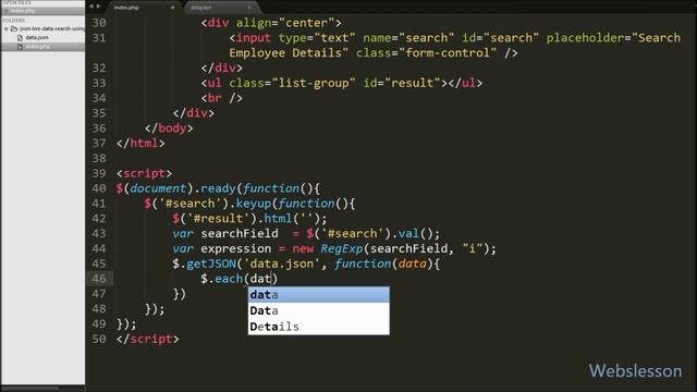 Create Live Search JSON Data by using JQuery Ajax смотреть онлайн