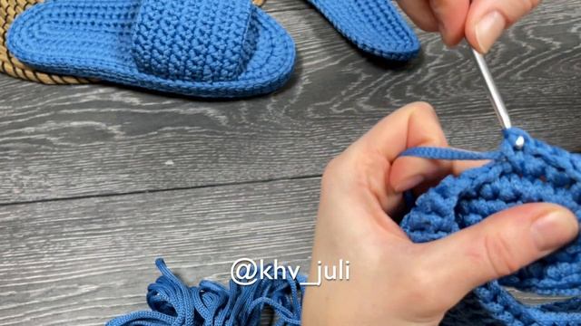 Тапочки крючком из шнура / JiJi вязание
